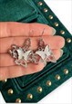 Y2K Dior earrings butterfly trotter monogram silver tone