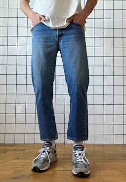 Vintage LEVIS Jeans Denim Cropped Pants 90s Washed Blue