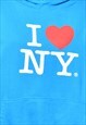 VINTAGE LIGHT BLUE I LOVE NY HOODIE - L