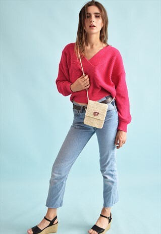 90'S RETRO BOHO FESTIVAL STRAW RAFFIA MINI SHOULDER BAG