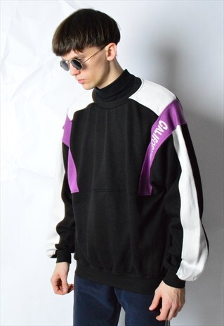 90S BLACK COLOUR BLOCK EMBROIDERED CALIFORNIA SWEATSHIRT