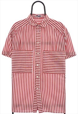 Vintage Fila 90s Red Striped Short Sleeved Shirt Womens