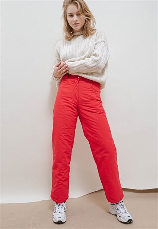 VINTAGE 80S BELFE RED STRAIGHT FIT SKI WINTER TROUSERS XXS