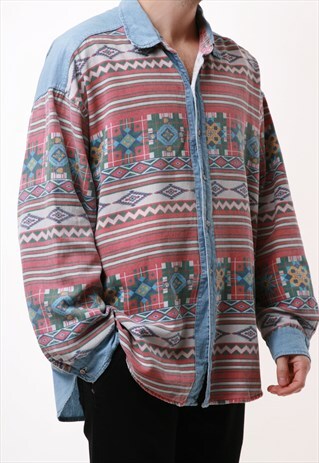 90S VINTAGE OLDSCHOOL PATTERN SHIRT 16554