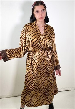 Vintage Pampoos satin tiger dressing gown 