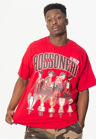 AC MILAN FOOTBALL UNISEX TEE T-SHIRT IN RED