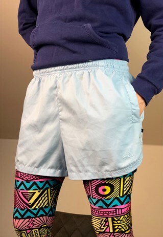 WOMEN ADIDAS BLUE RUNNING SHORTS WINDBREAKER 90S VINTAGE