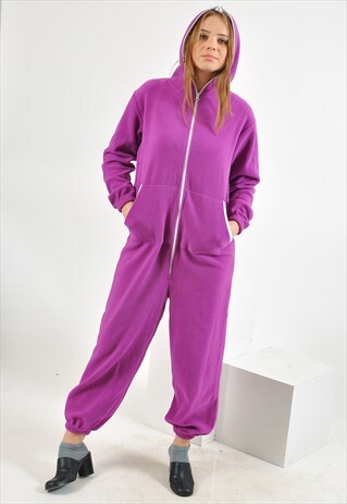 VINTAGE 90'S FLEECE JUMPSUIT IN PURPLE