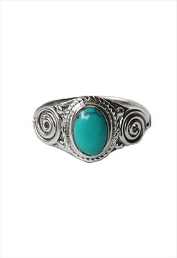 Sterling Silver Gemstone Ring with Turquoise Stone