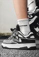 Chunky sole sneakers retro sport shoes skater trainers black