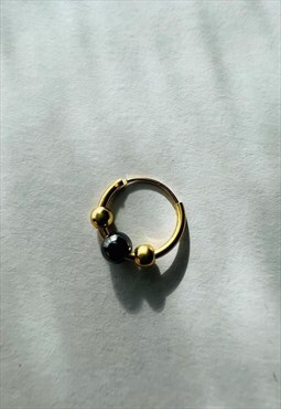 12mm Gold Over silver Bali beaded hoop earring for men