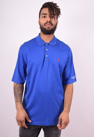 RALPH LAUREN SPORT WOMENS VINTAGE POLO SHIRT LARGE BLUE 90'S