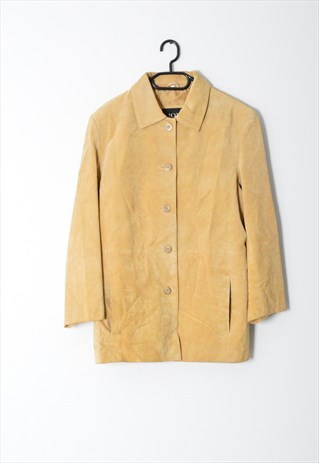 Vintage 90s Sand Brown Minimalist Preppy Leather Jacket