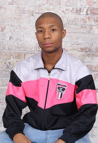 VINTAGE NIKE INTERNATIONAL TRACK JACKET BLACK PINK WHITE