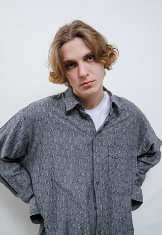VINTAGE 80S ARTSY GRAPHIC LONG SLEEVE RELAXED BUTTON SHIRT