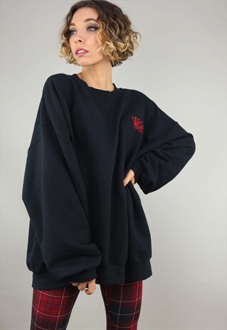 VINTAGE OVERSIZED BLACK SWEATER SWEATSHIRT
