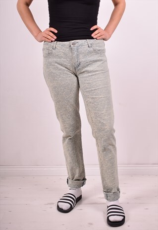 ELLESSE WOMENS VINTAGE JEANS W32 L32 BLUE 90S