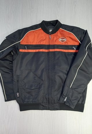 00'S VINTAGE BOMBER RACER JACKET BLACK ORANGE 