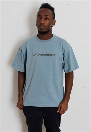 VINTAGE BLUE REEBOK SPORTS T-SHIRT MEDIUM