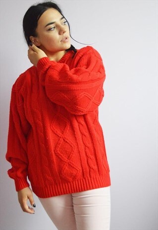 90'S MINIMALIST RED OVERSIZE SWEATER