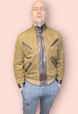 Vintage brown leather jacket for men size XL {L222}