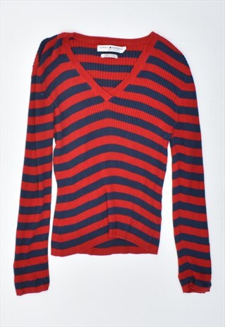 VINTAGE 90'S TOMMY HILFIGER TOP LONG SLEEVE STRIPES RED