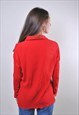 80S RED WOMEN MINIMALIST LONG SLEEVE SECRETARY BLOUSE