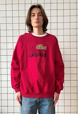 Vintage LACOSTE Sweatshirt Crew Neck 80s Red