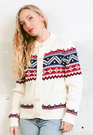 VINTAGE 80S AZTEC KNIT CARDIGAN