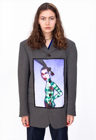 REWORKED MOHAWK GRID BLAZER JACKET BY ESTERE