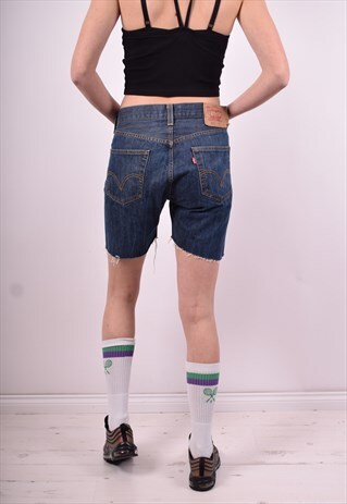 LEVI'S 501 WOMENS VINTAGE DENIM SHORTS W32 BLUE 90'S