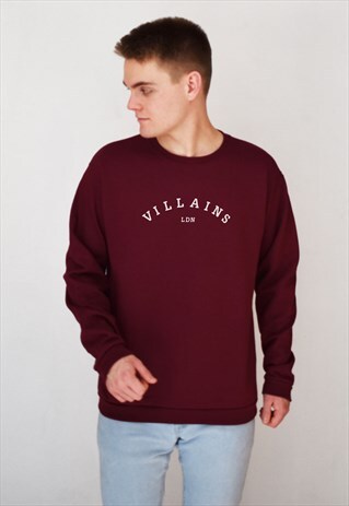 BURGUNDY VILLAINS LDN (WHITE) SWEATSHIRT