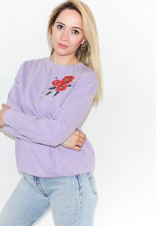VINTAGE 90'S CUTE LILAC FLORAL EMBLEM SWEATSHIRT