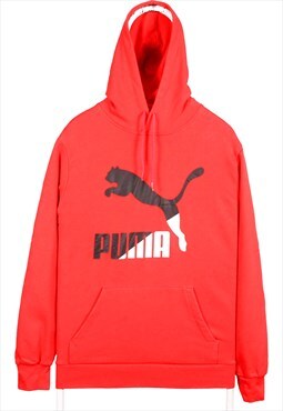 Vintage 90's Puma Hoodie Pullover Spellout Logo Red Large
