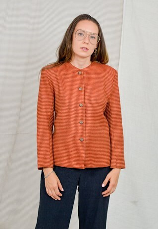 CAMEL WOOL BLAZER KATHLEEN ARCHER VINTAGE 80'S ORANGE JACKET