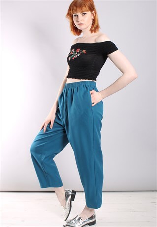 VINTAGE 80S HIGH WAISTED CROPPED TROUSERS