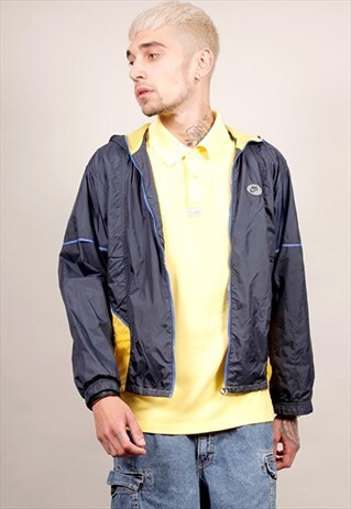VINTAGE 90'S NIKE NAVY/ YELLOW MESH SHELL JACKET