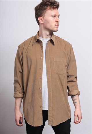 VINTAGE CORDUROY CORD SHIRT BROWN