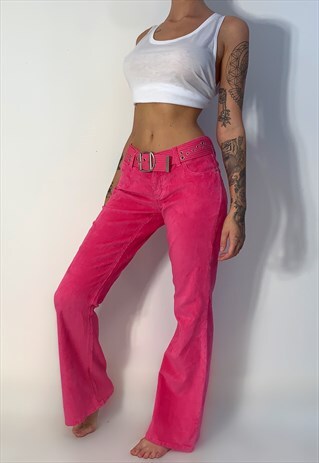 UNREAL BRIGHT PINK VINTAGE FLARE CORDUROY JEANS