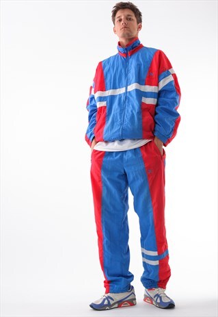 VINTAGE PUMA TRACKSUIT JACKET AND PANTS 90S BLUE RED