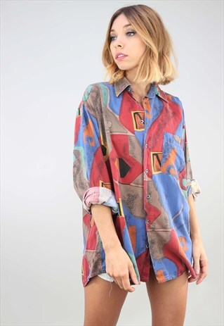 VINTAGE OVERSIZED LONG SLEEVE PATTERNED SHIRT