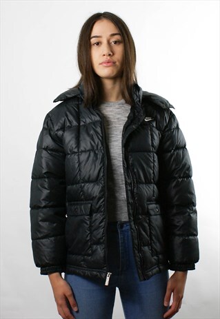 NIKE BLACK 1990S THICK PADDED PUFFER COAT/ JACKET