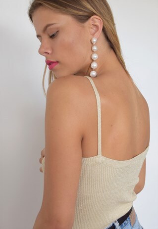 GLITTER CAMI VEST IN BEIGE