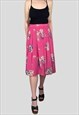 80'S VINTAGE LADIES PINK FLORAL FULL CIRCULAR SKIRT