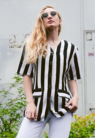 VINTAGE 80S HUMBUG STRIPE JACKET SHIRT
