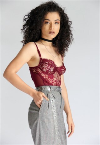 LACE MESH MIXED BODYSUIT