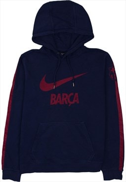 Vintage 90's Nike Hoodie Barca Soccer Pullover Navy Blue