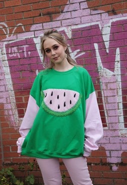 Exclusive Threaded Tribe Kawaii Green Watermelon Sweatshirt