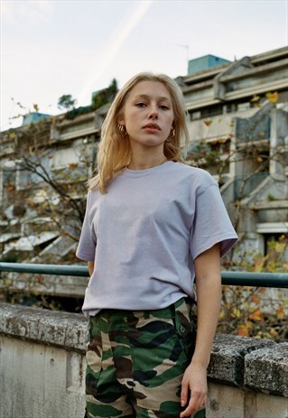 LIGHT PURPLE HEAVYWEIGHT T-SHIRT WITH WOVEN LABEL DETAIL