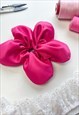 FUCHSIA SATIN OVERSIZE FLOWER SCRUNCHIE